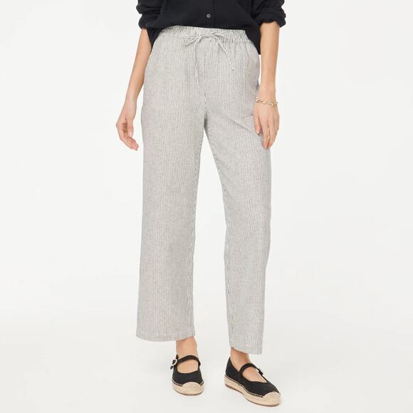 NWT J. Crew Linen Blend Slim Wide-Leg Drawstring Pant Size 16 - Picture 1 of 6